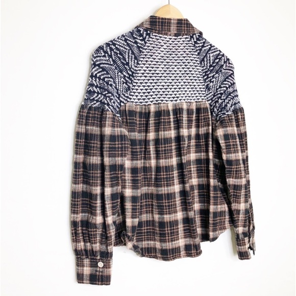 Free people, fire side nights, plaid flannel button down shirt - Picture 8 of 11